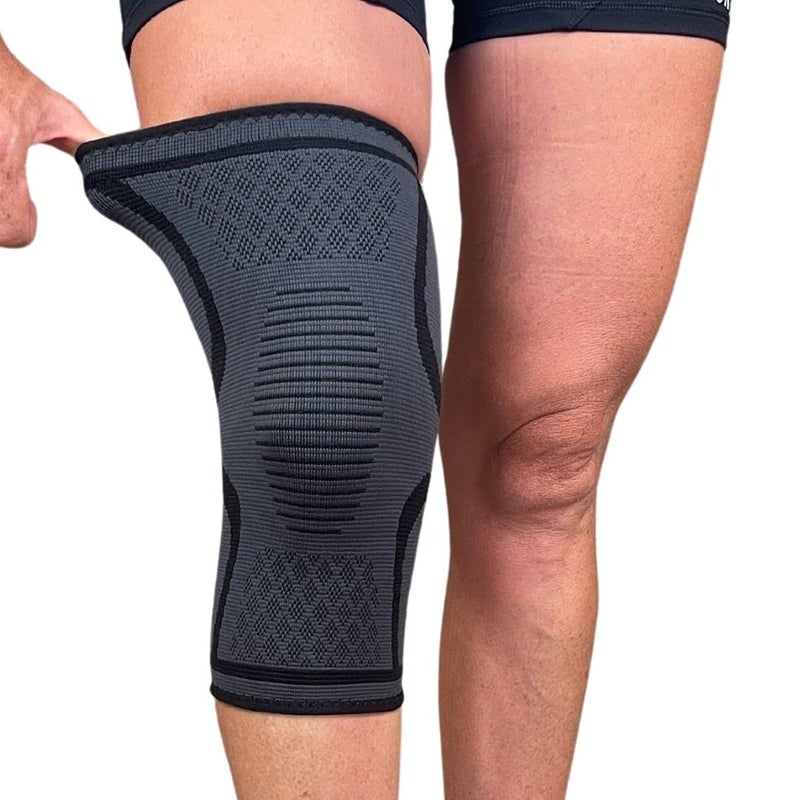 gr8fulÂ® Knee Support for Running & Sports | Compression Knee Sleeve for Arthritis, Joint Pain Relief, Men & Women | Patella Support, Knee Brace Strap Wrap | One Size | Black (M) - Image 1